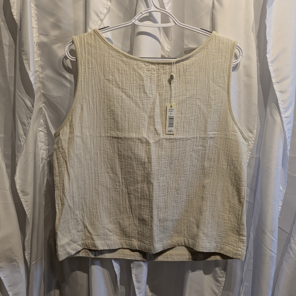 C5 Nwt Max Studio London Beige Linen Blend Button Back Tank - Large